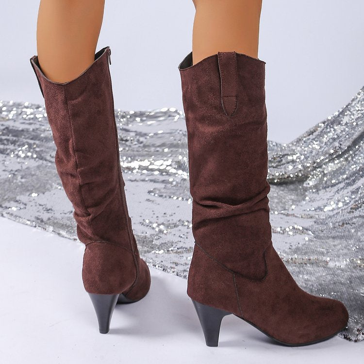 Damen elegante Overknee-Stiefel mit hohem Absatz Stalluxe