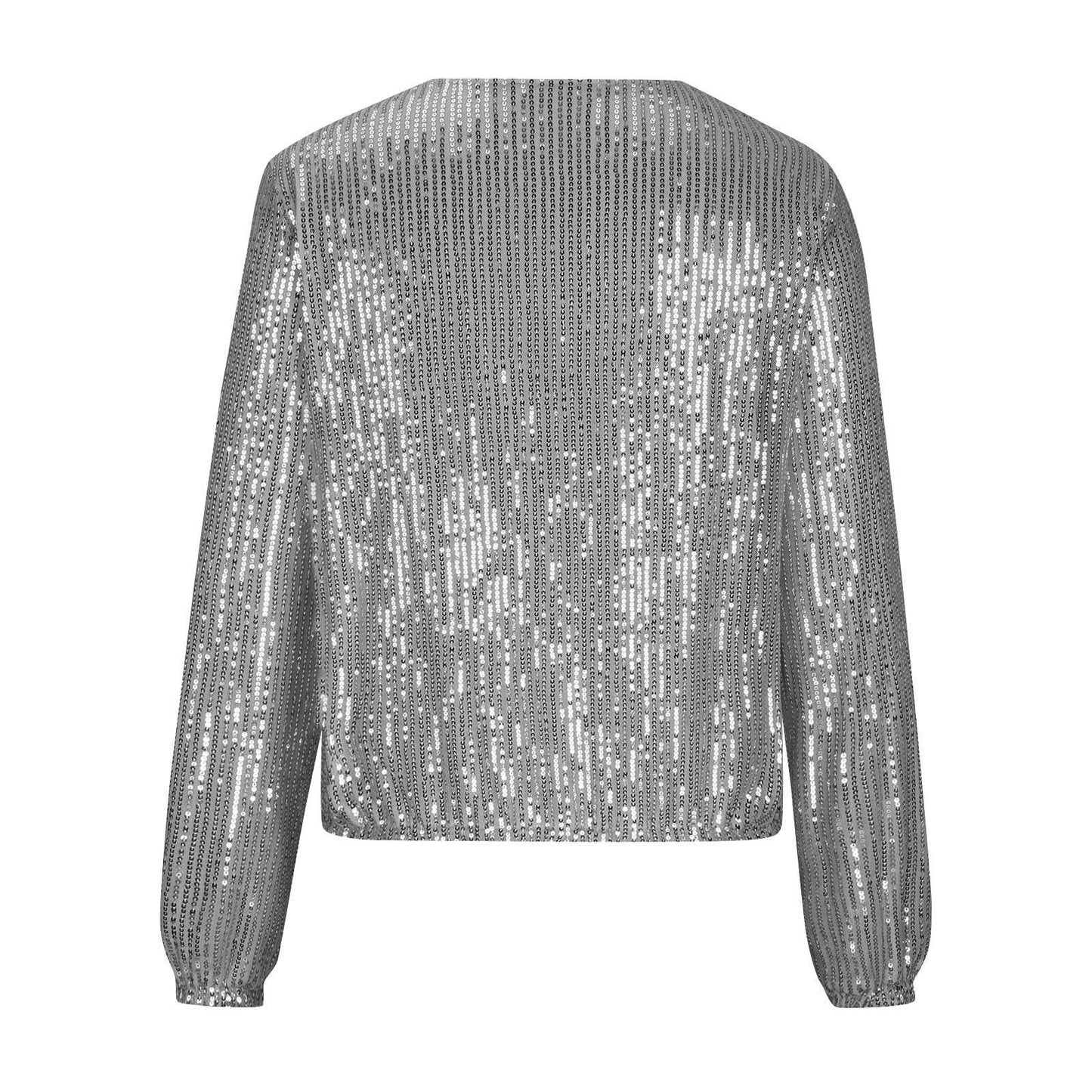 Damen Glamouröse Paillettenjacke mit durchgehendem Reißverschluss und langem Arm Stalluxe