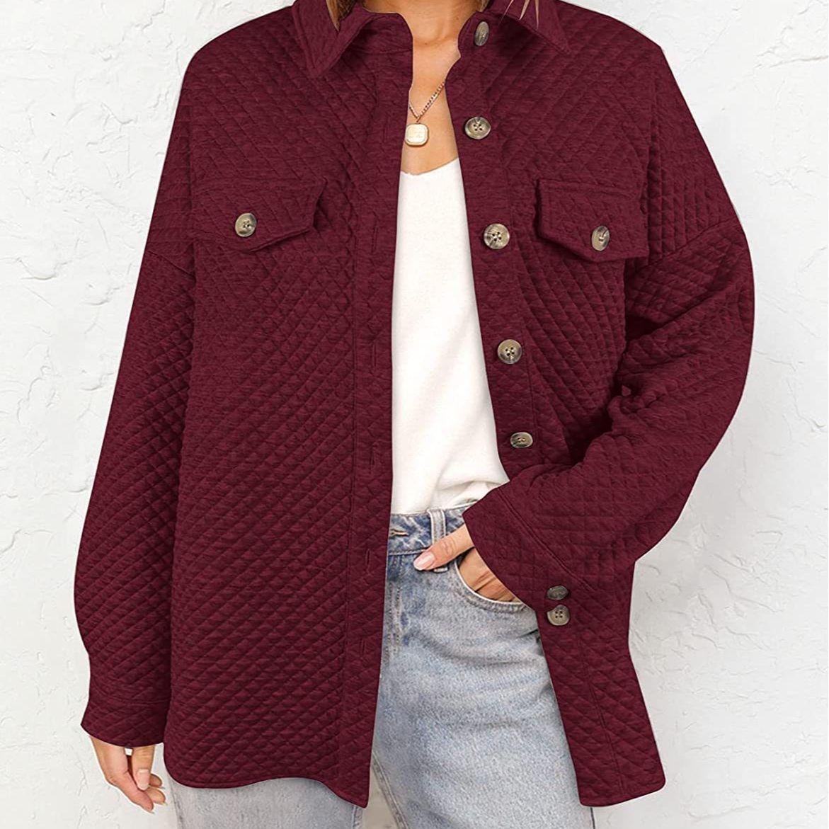 Damen Übergröße Steppjacke mit Taschen und klassischem Kragen Stalluxe