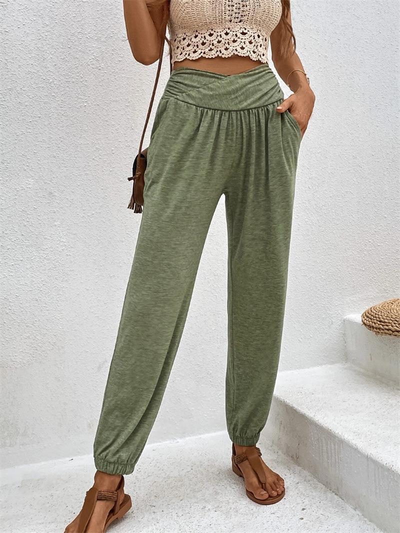 Damen elegante Freizeit-Hose mit hohem Bund und seitlichen Eingrifftaschen Stalluxe
