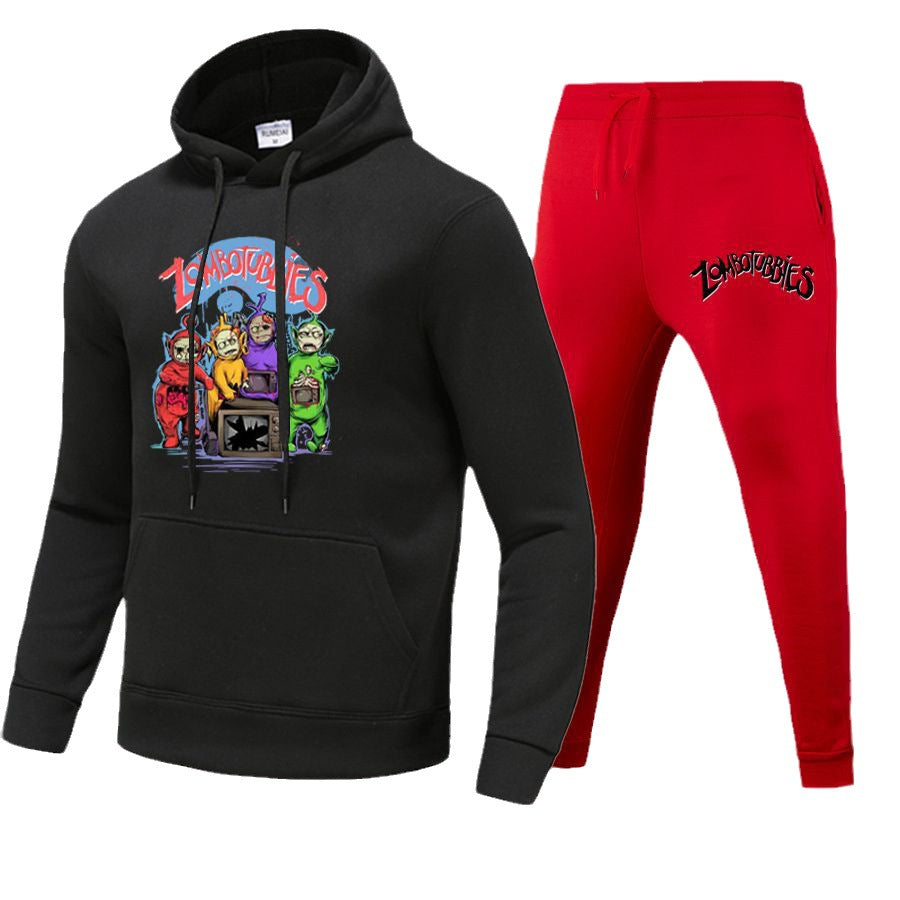 Damen Hoodie- und Jogginghose-Set mit farbenfrohem Comicdruck Stalluxe