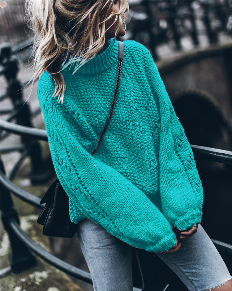 Damen Grobstrickpullover mit weitem Schnitt und modischem Rollkragen Stalluxe