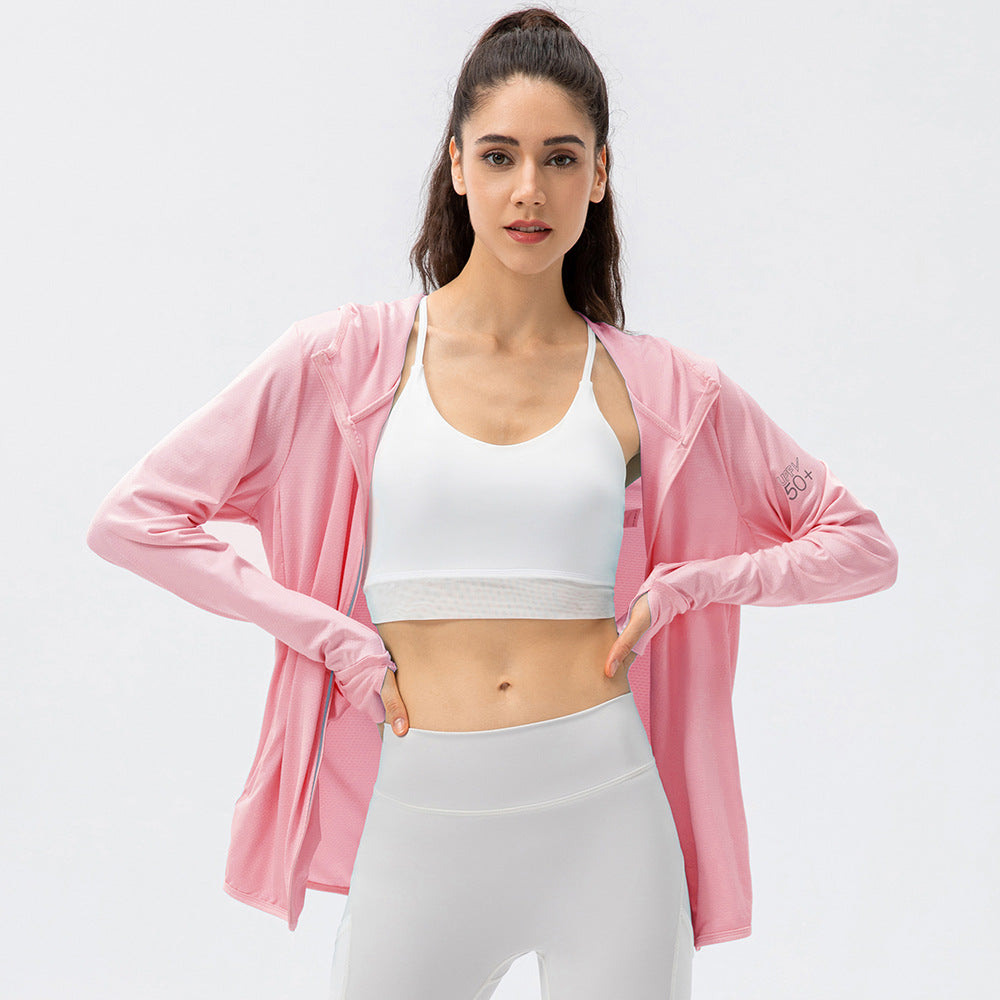 Damen Atmungsaktive Sportjacke mit Kapuze und Reißverschluss Stalluxe
