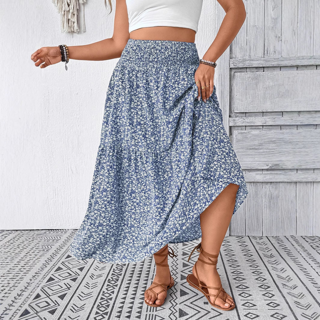 Damen Maxirock mit fließendem Schnitt und floralem Design Stalluxe