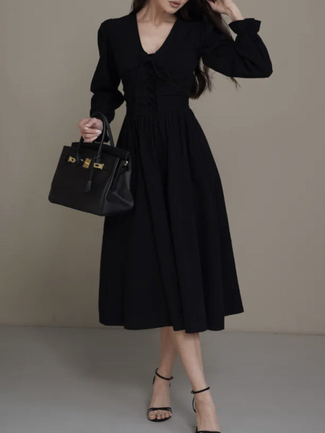 Damen Midikleid mit Rüschendetails und Taillengürtel Stalluxe