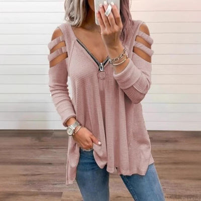 Damen Strickpullover mit modischen Cut-Out-Ärmeln Stalluxe