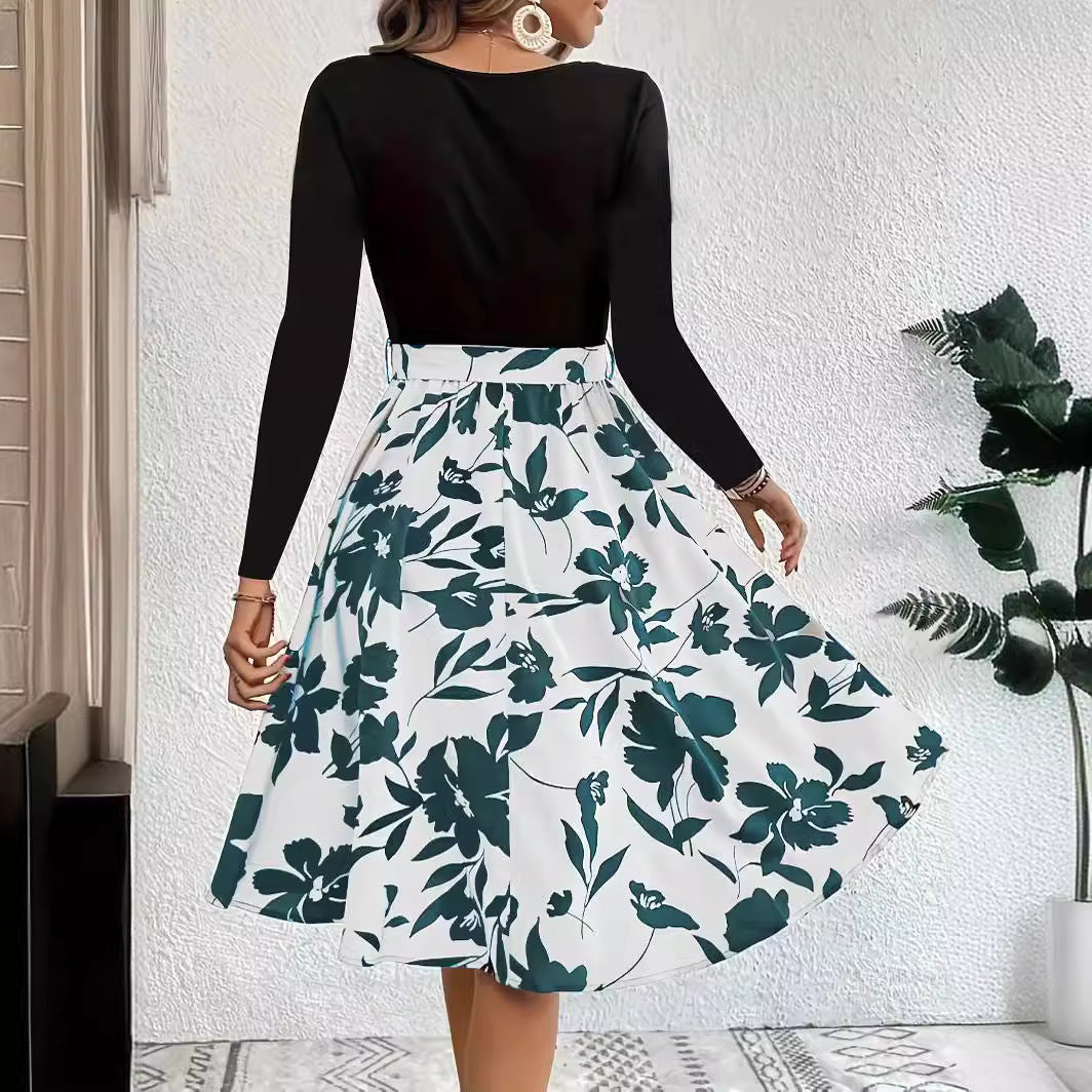 Damen Set aus langärmligem Oberteil und lässigem, floralem Rock Stalluxe