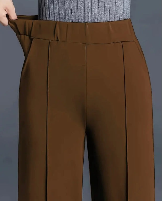 Damen elegante Hochbundhose mit Faltenwurf und dehnbarem Bund Stalluxe