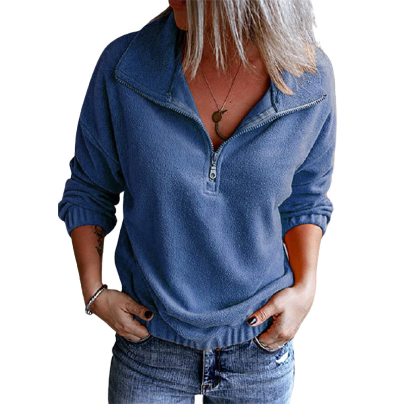Damen Fleece Pullover mit halbem Reißverschluss und lässigem Schnitt Stalluxe