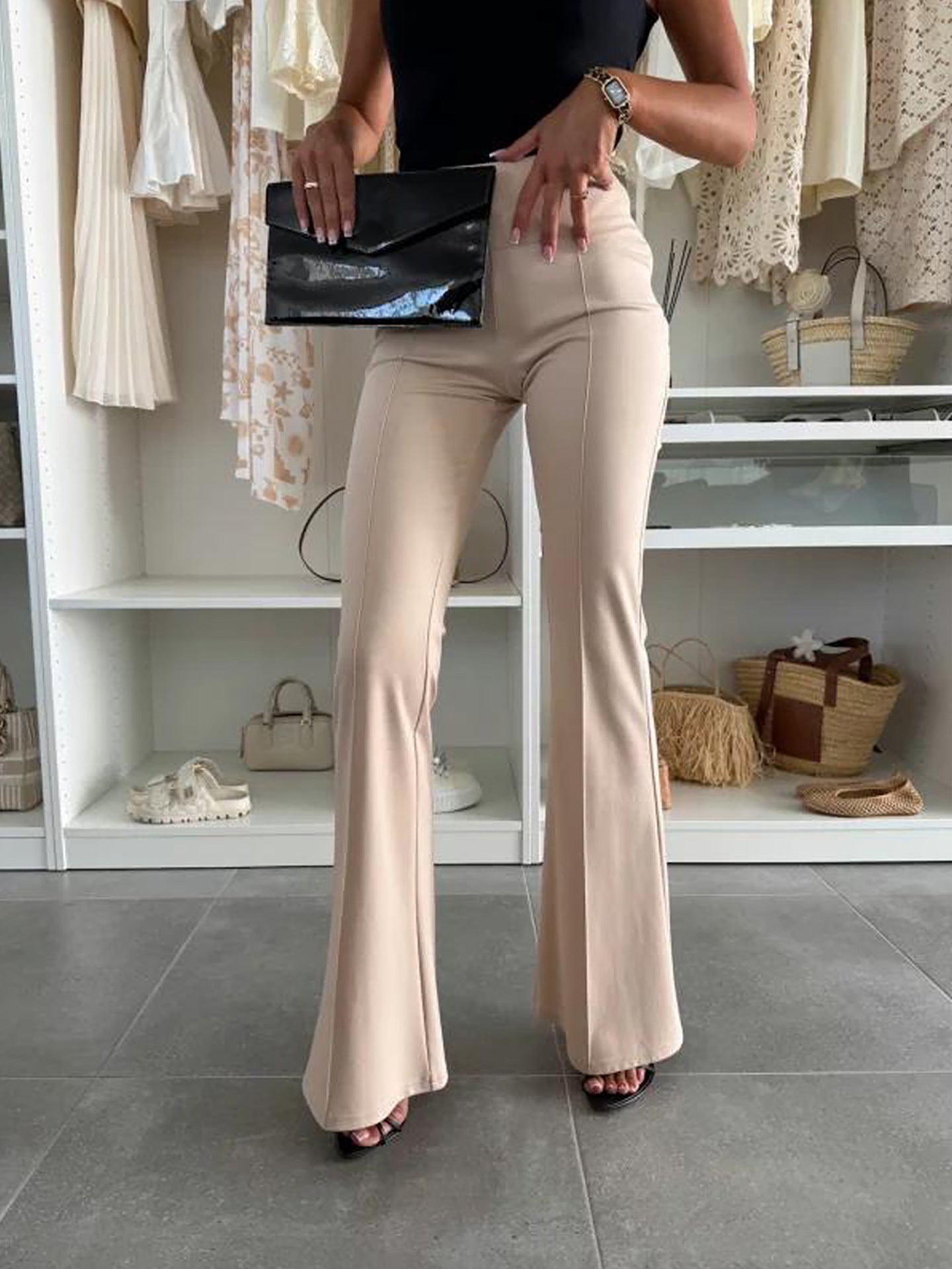Damen Elegante Flared-Hosen mit hohem Bund und figurschmeichelndem Schnitt Stalluxe