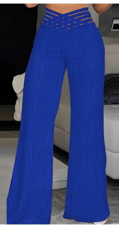 Damen Hochtaillierte Palazzo-Hosen mit trendigem Rippendesign Stalluxe