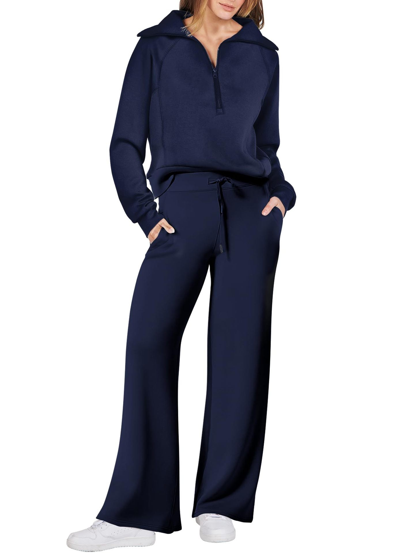 Damen Sportliches Set mit Reißverschluss und weiten Hosen Stalluxe