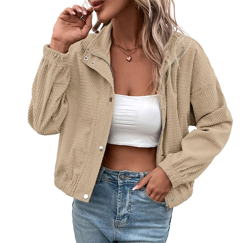 Damen Sweatjacke mit Stehkragen und strukturierter Oberfläche Stalluxe