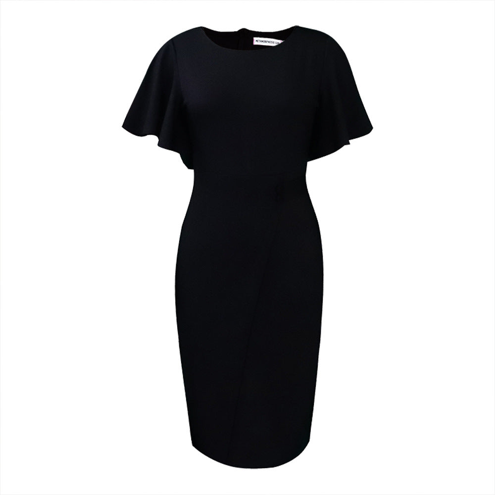 Damen Elegantes Wickelkleid mit Rüschenärmeln und taillierter Silhouette Stalluxe