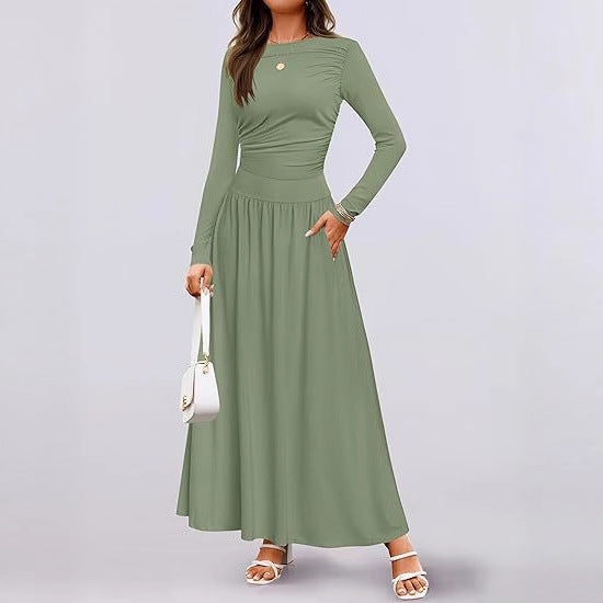 Damen Elegantes Maxikleid mit langen Ärmeln und praktischen Taschen Stalluxe