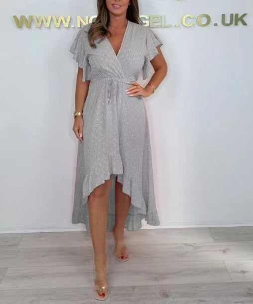Women's High-Low Ruffled Wrap Dress Stalluxe