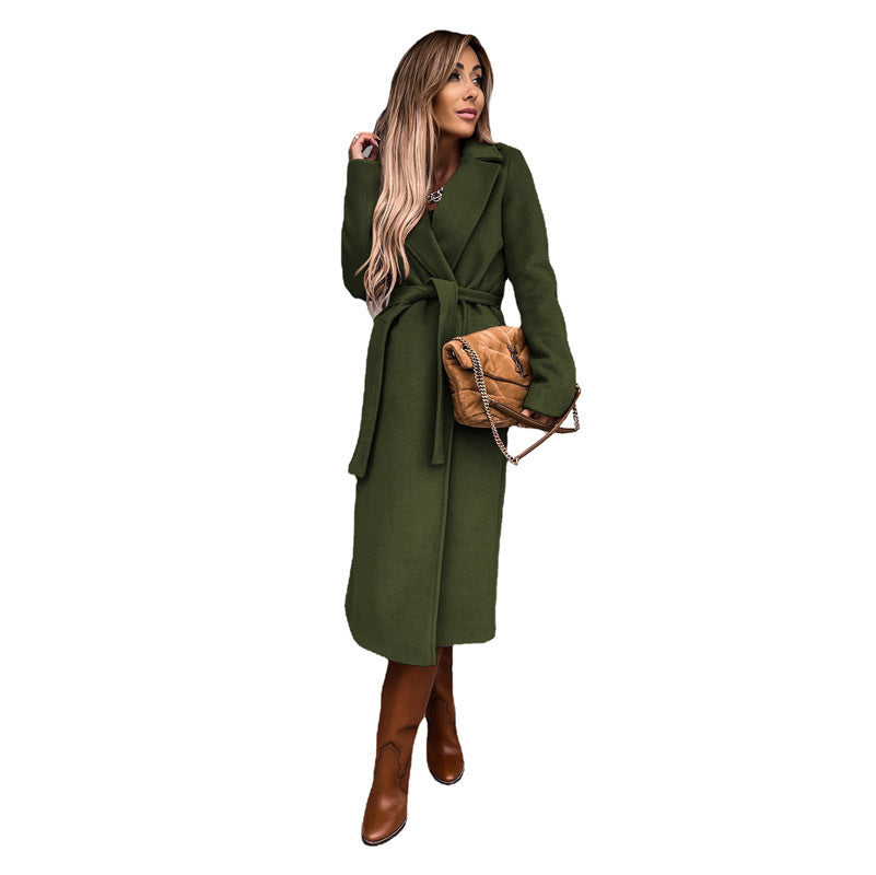 Damen eleganter Wool-Mantel mit Gürtel und zeitloser Silhouette Stalluxe