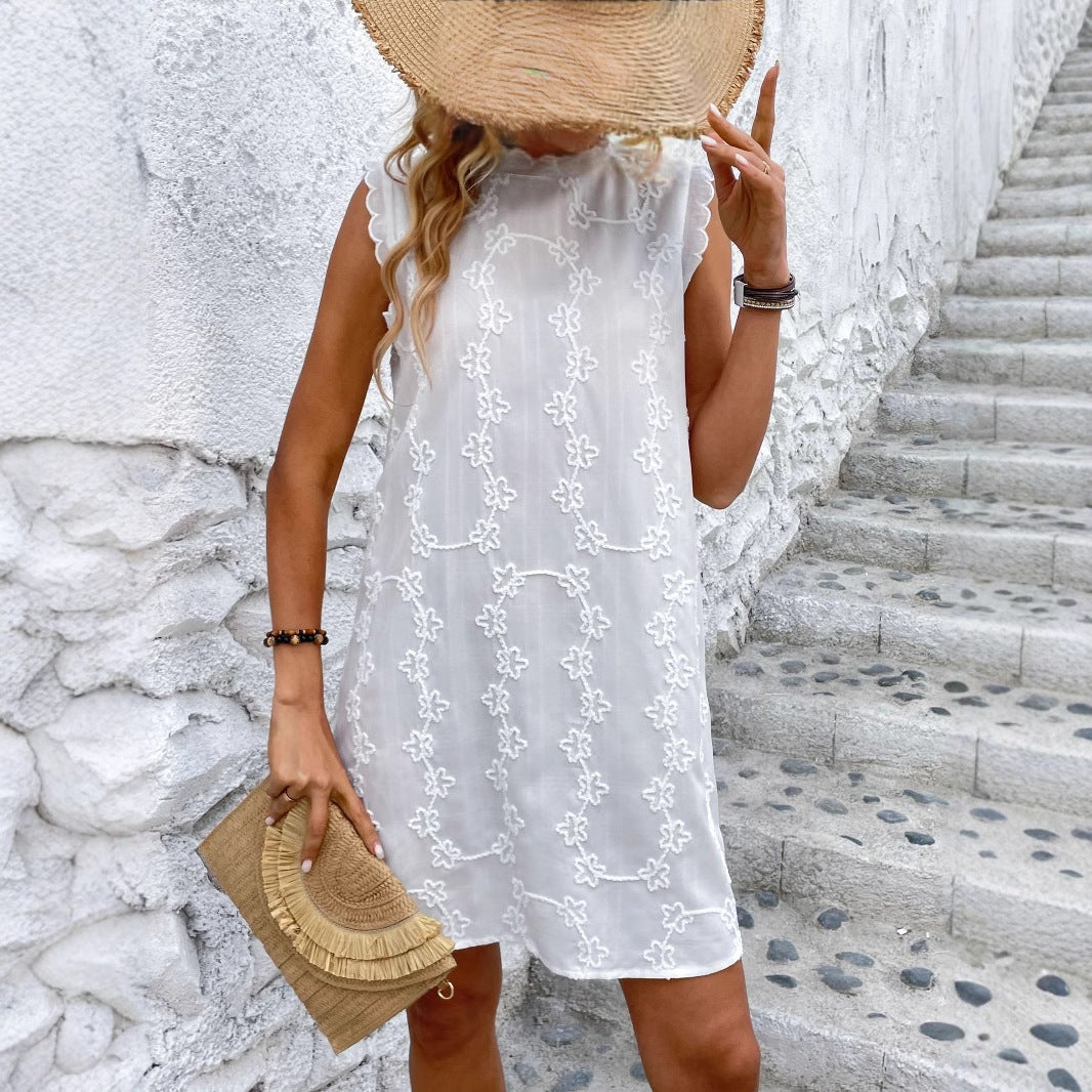 Damen trendiges Sommerkleid mit floralem Stickdesign Stalluxe