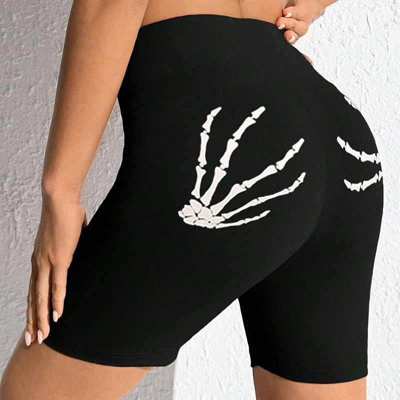 Damen Sportliche Radlerhose mit auffälligem Skelett-Print Stalluxe