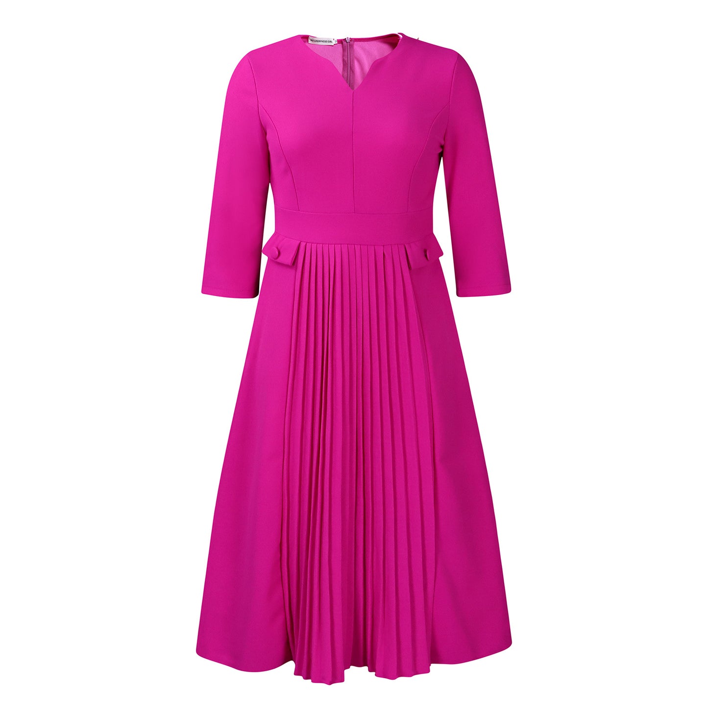 Damen Plissee Midi-Kleid mit eleganter Taillierung und schickem Schößchen Stalluxe