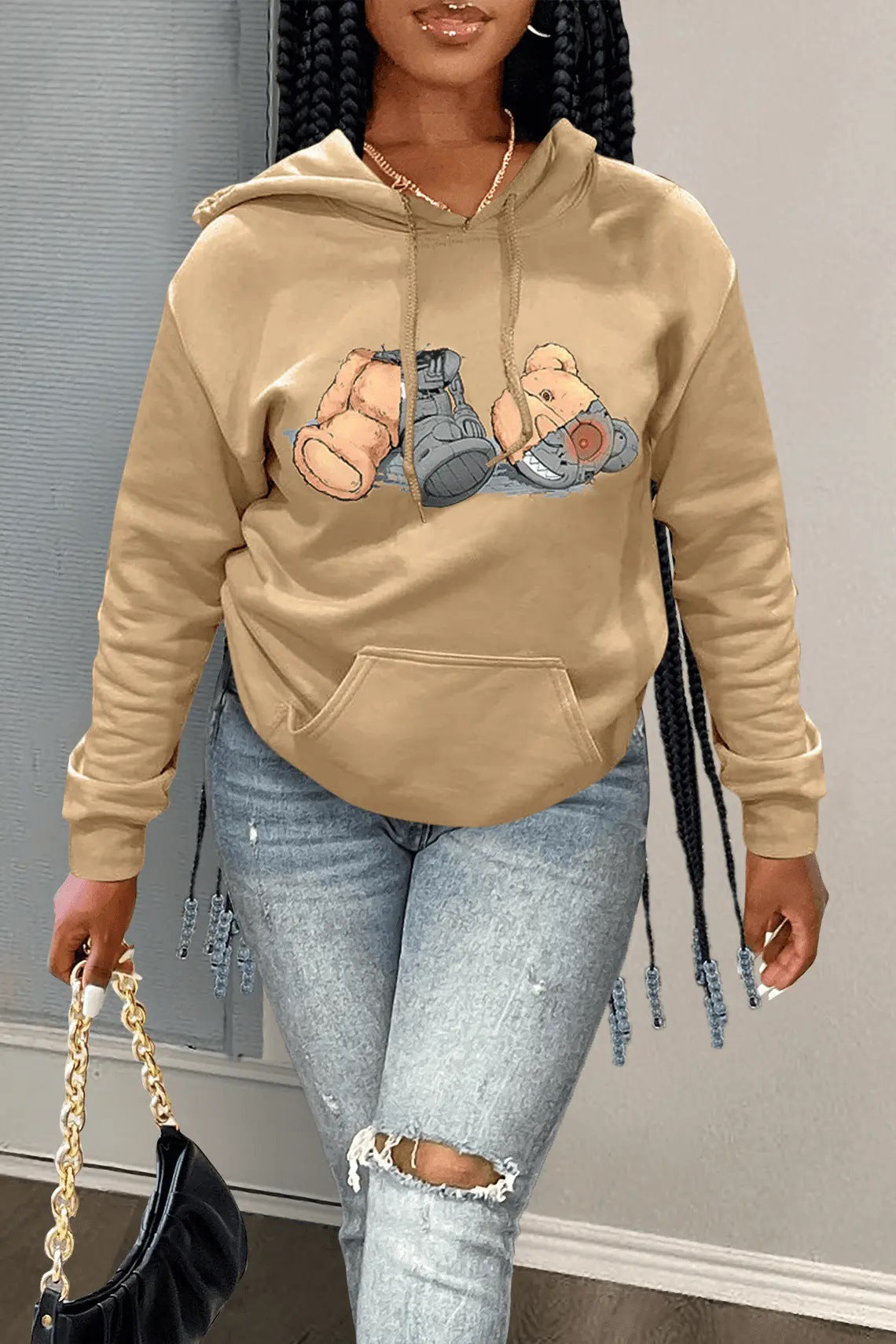 Damen Kapuzenpullover mit künstlerischem Grafikdesign Stalluxe