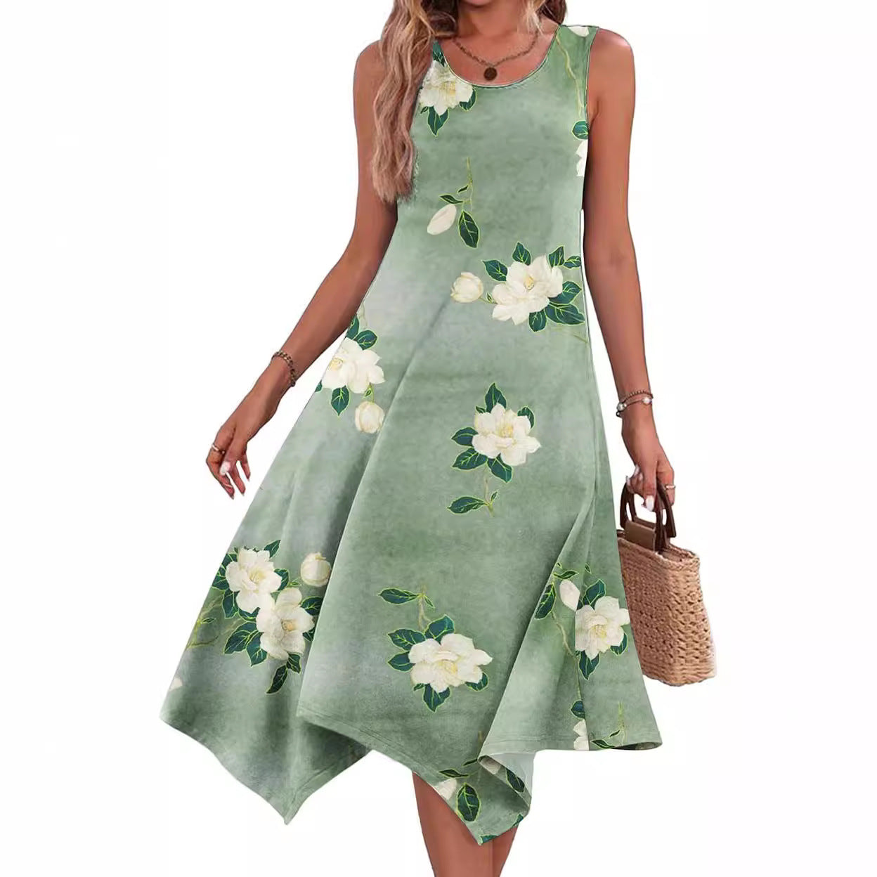 Damen asymmetrisches Sommerkleid mit weitem Schnitt Stalluxe