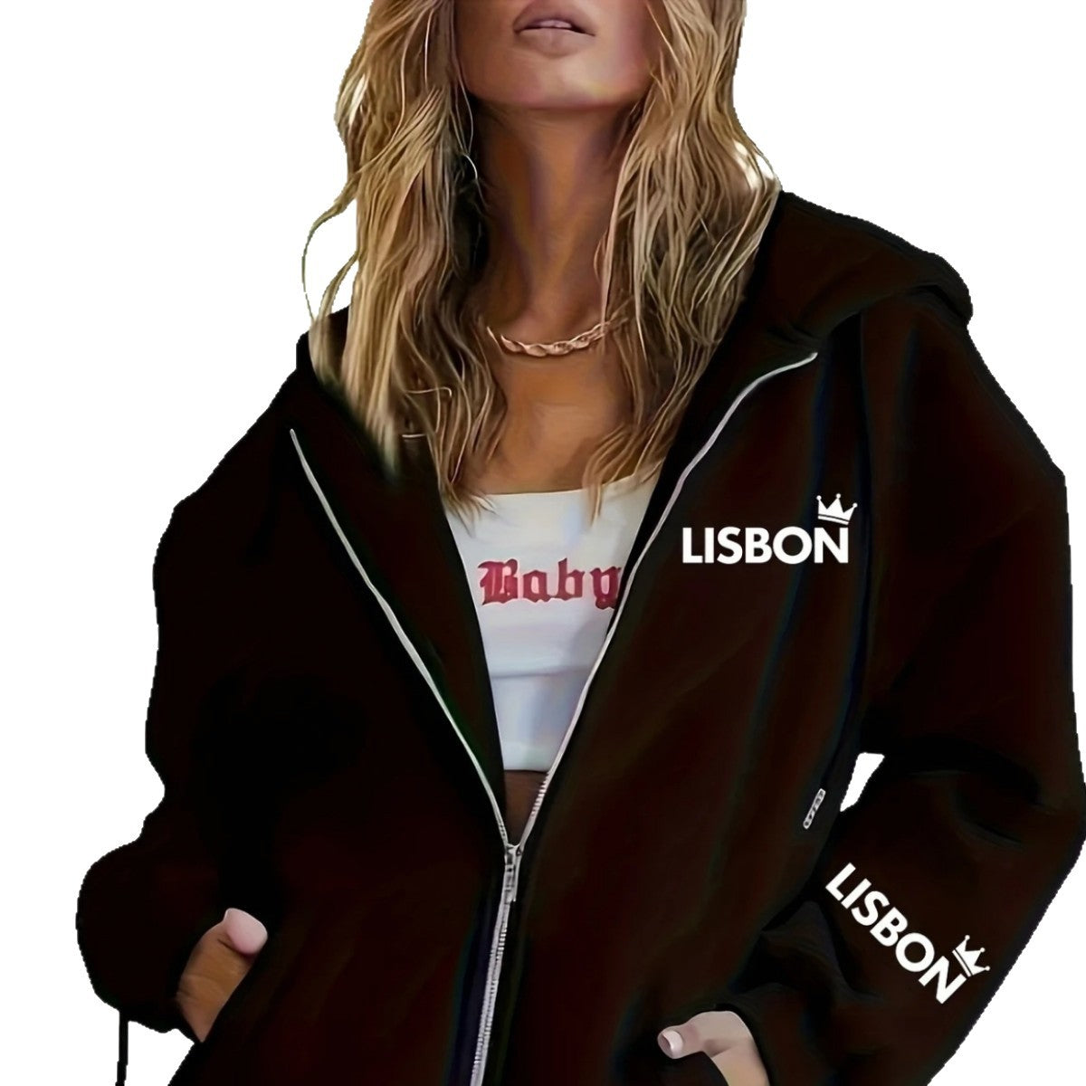 Damen lockerer Urban Style Kapuzenjacke Stalluxe