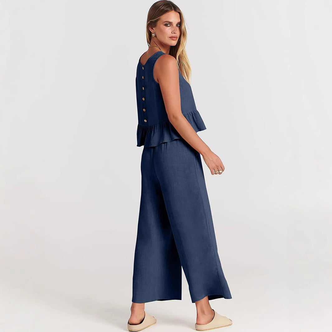 Damen luftiges und elegantes Zweiteiler-Set mit Rüschendetails Stalluxe