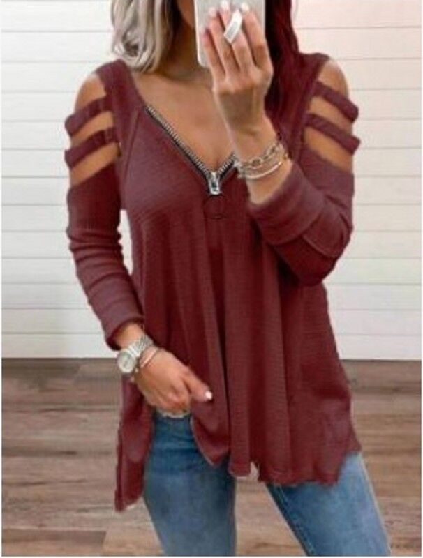 Damen Strickpullover mit modischen Cut-Out-Ärmeln Stalluxe