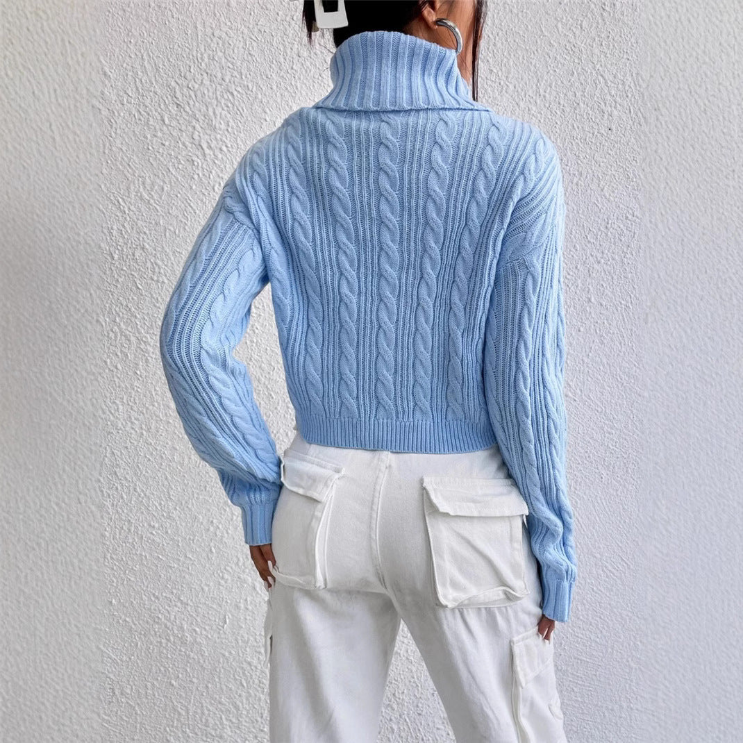 Damen Grobstrick Pullover mit hohem Kragen Stalluxe