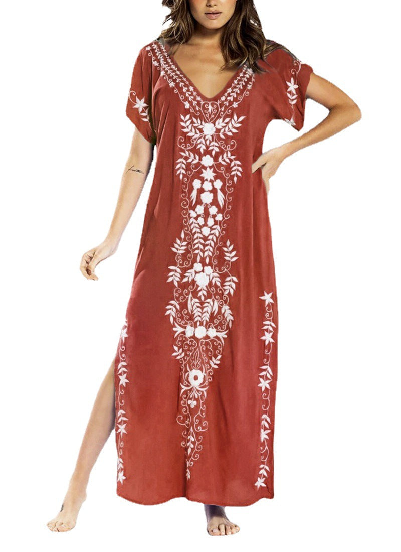 Damen Lange Strandrobe mit kunstvollen Stickdetails Stalluxe