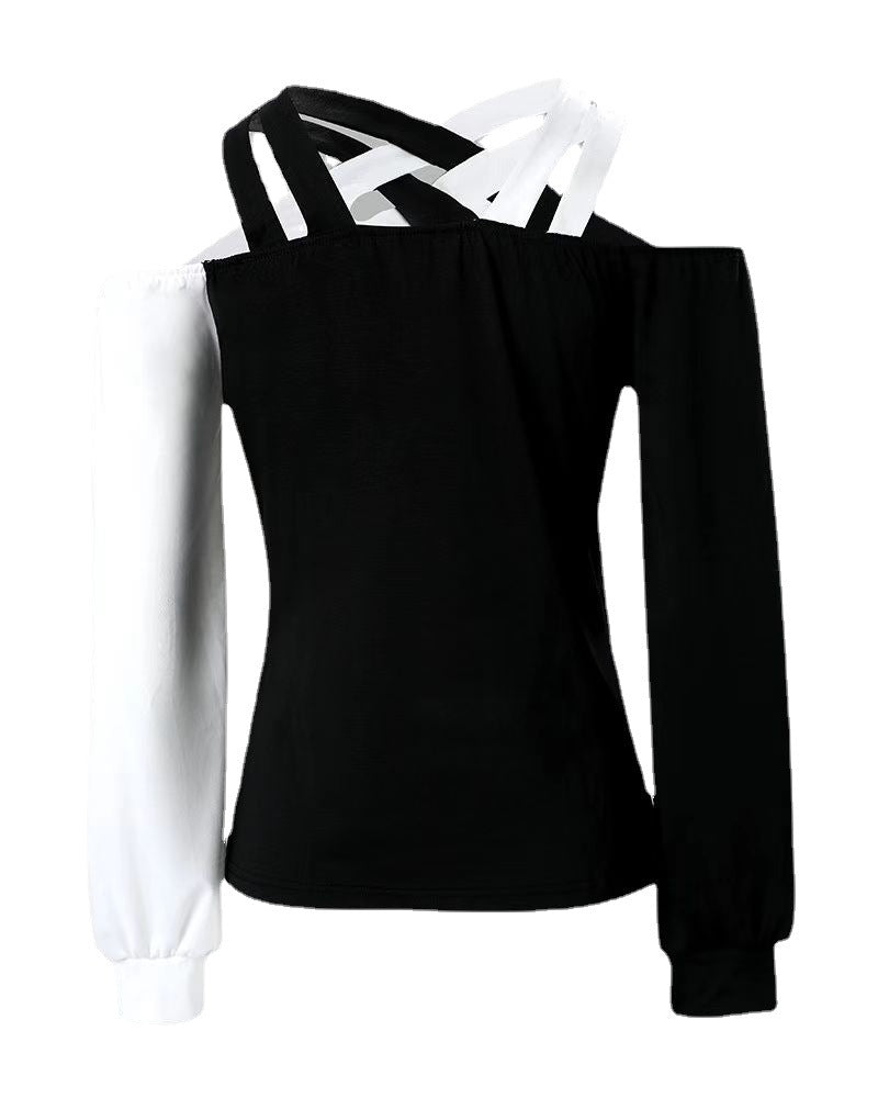 Damen asymmetrisches Oberteil mit freiem Schulterdesign und verbindenden Trägern Stalluxe