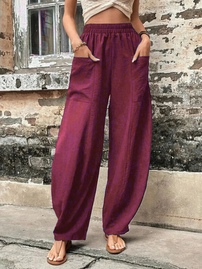Damen Weite Palazzo-Hosen mit elastischem Bund und praktischen Taschen Stalluxe