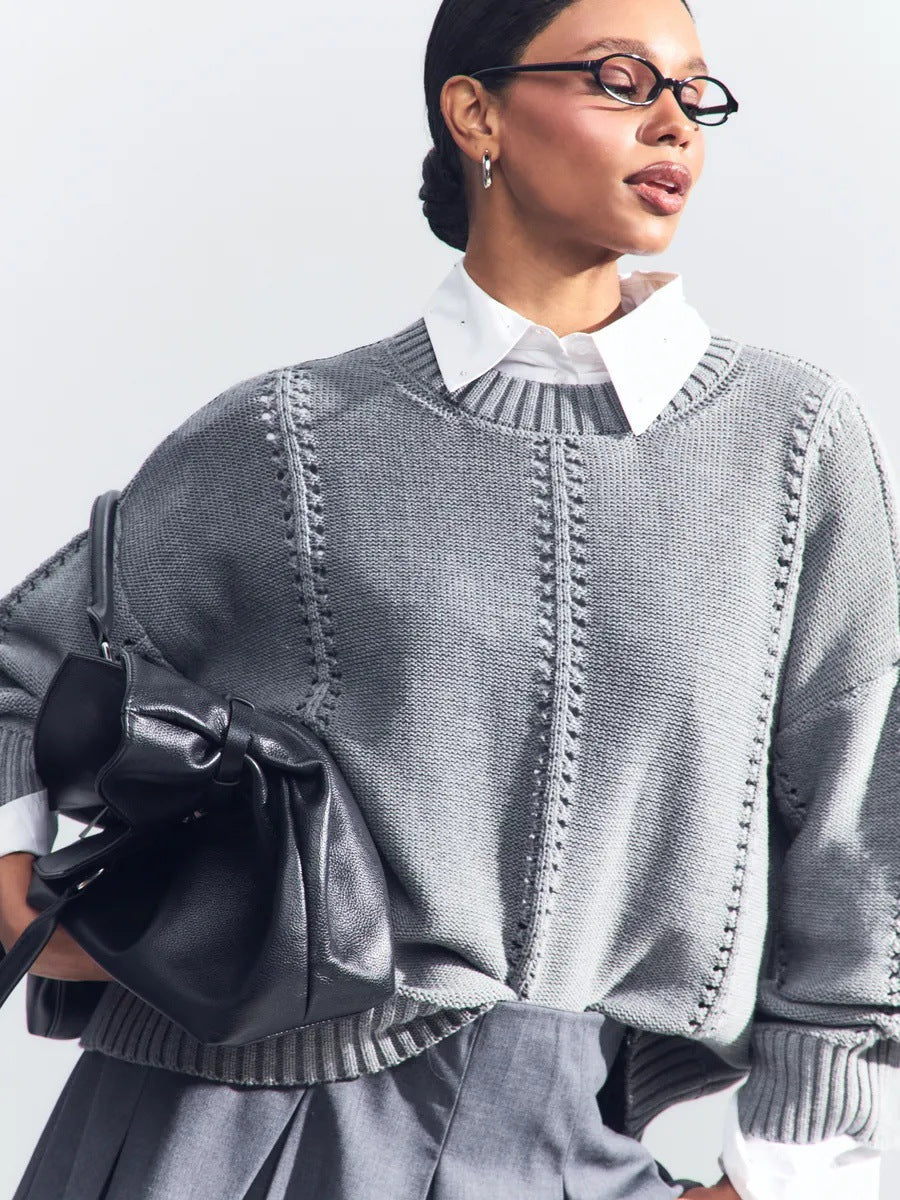 Damen Grober Strickpullover mit eleganter Struktur und weitem Schnitt Stalluxe