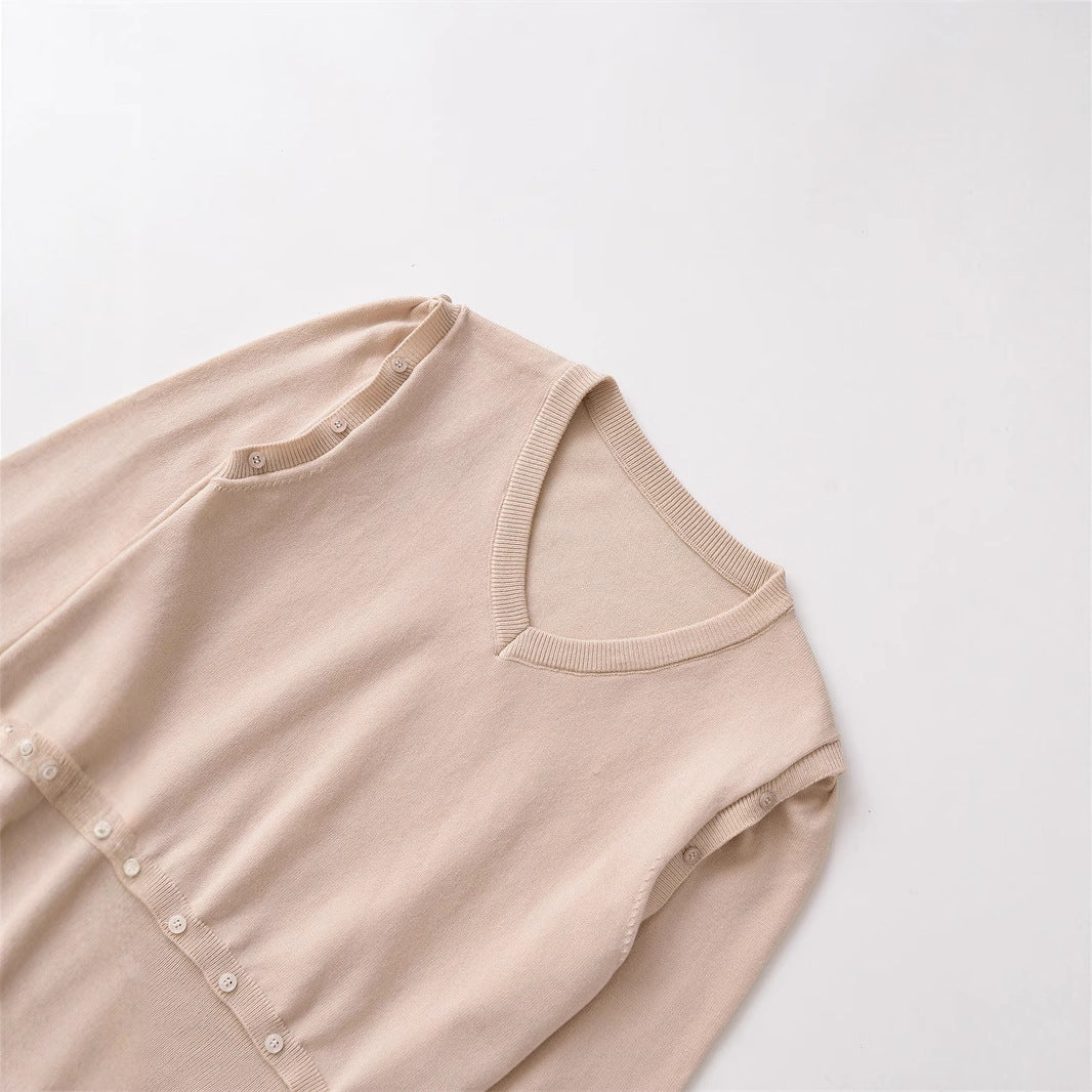 Damen Strickpullover mit V-Ausschnitt und dekorativen Knöpfen Stalluxe