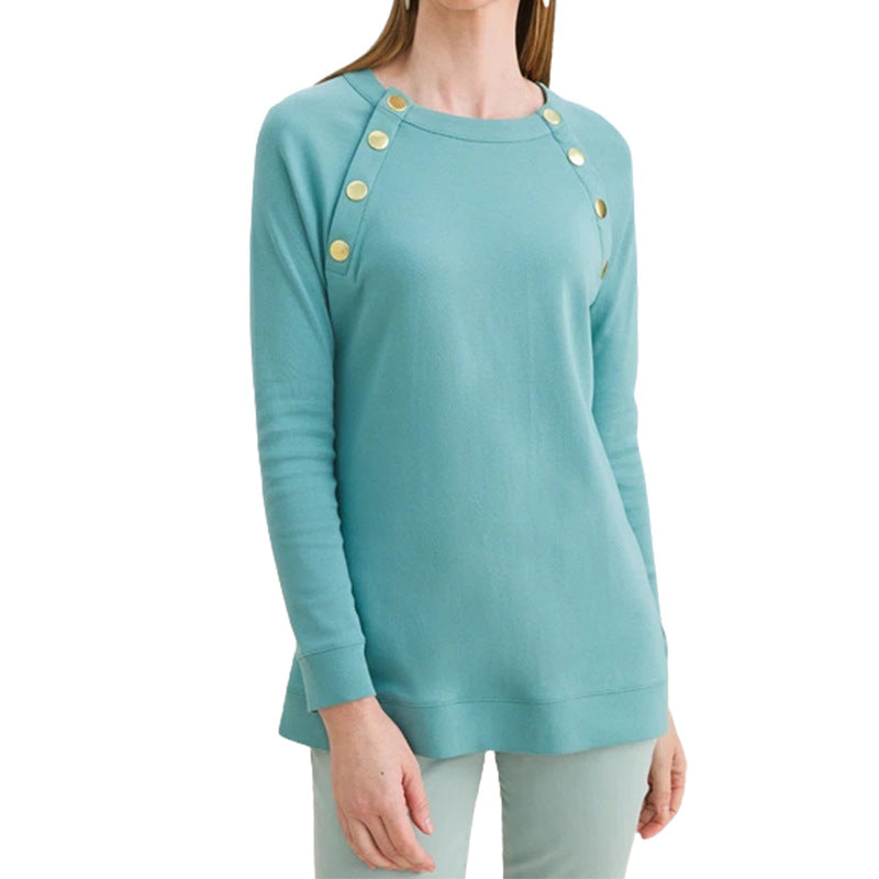 Damen Sweatshirt mit innovativem Knopfdesign Stalluxe