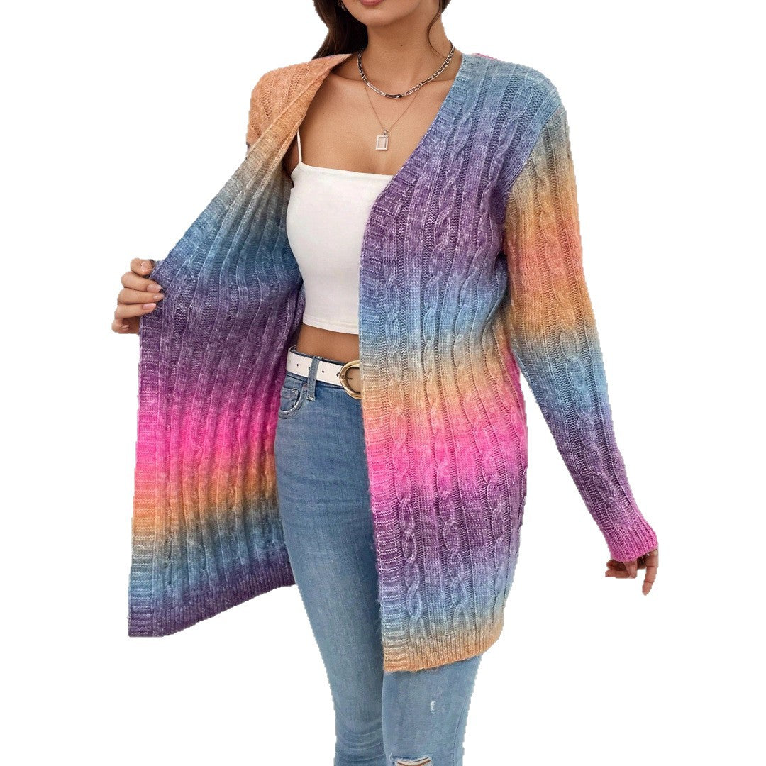 Damen Strickcardigan mit buntem Farbverlauf und lässigem Schnitt Stalluxe