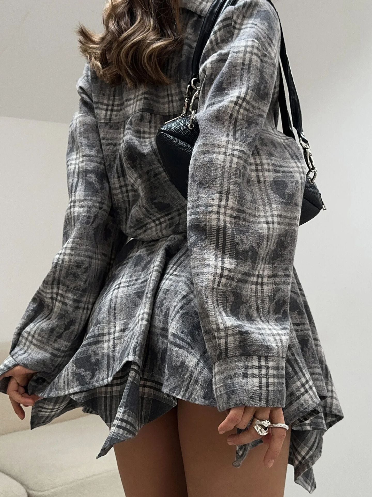 Damen lässiges Karo-Hemdkleid aus weichem Material Stalluxe