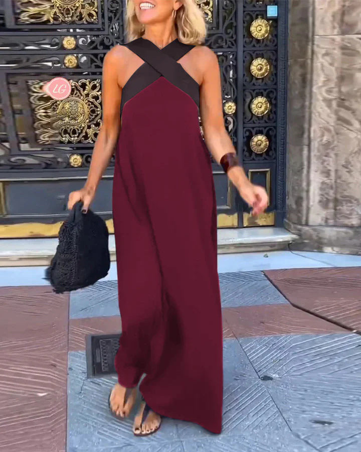 Damen Langes Maxikleid mit Cross-Over-Trägern und elegantem Schnitt Stalluxe