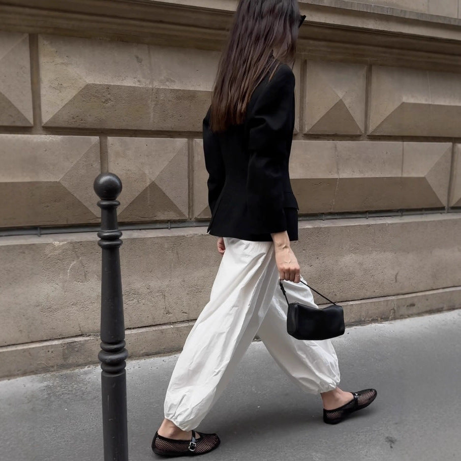Damen elegante, lockere Pluderhose mit elastischem Bund und weitem Schnitt Stalluxe