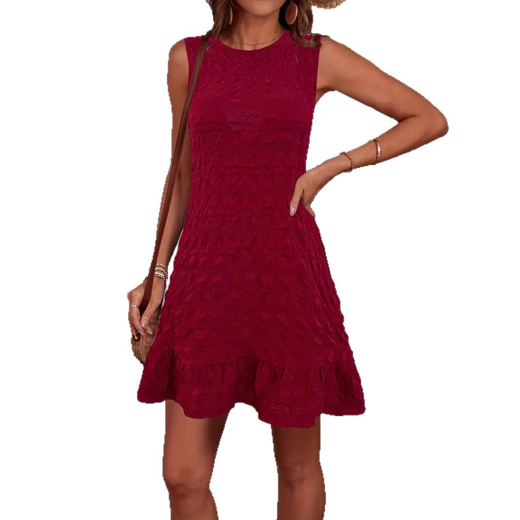 Damen strukturiertes Rüschensaum Kleid Stalluxe