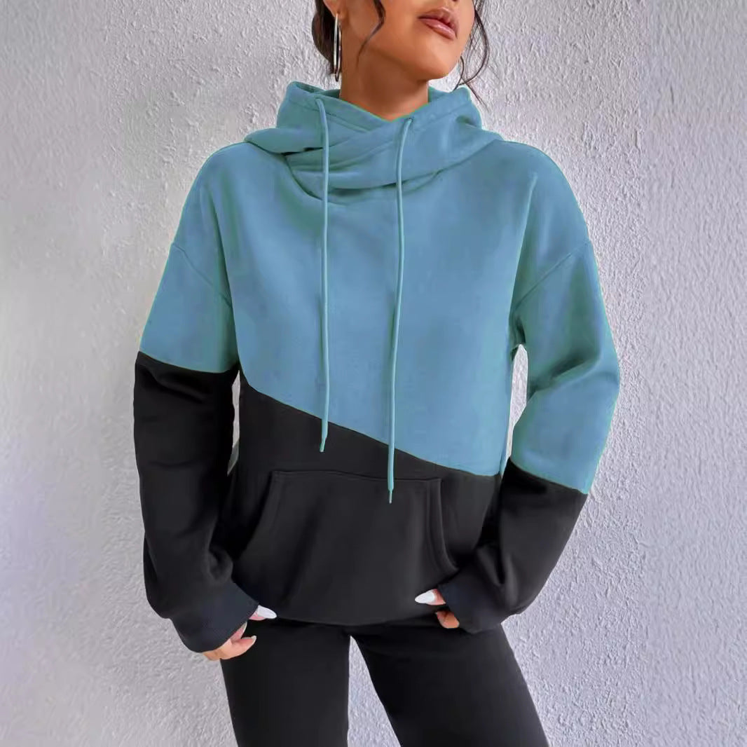 Damen gemütlicher Hoodie mit asymmetrischem Farbblockdesign Stalluxe