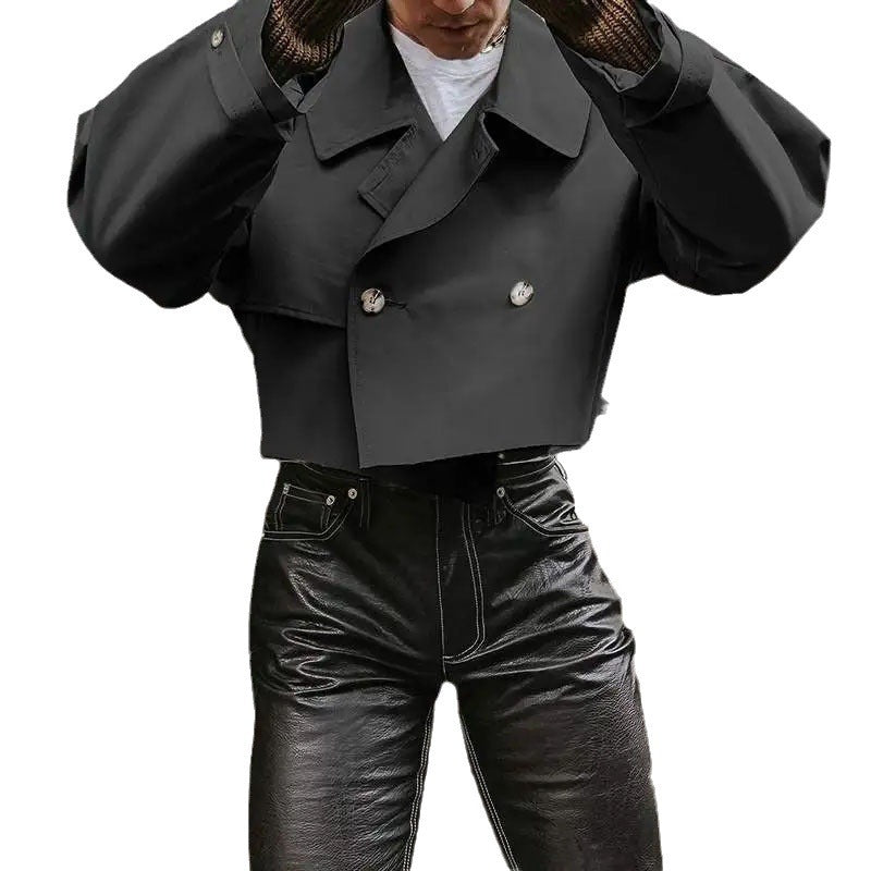 Damen Kurze Jacke mit doppelter Knopfleiste und bindbarem Saum Stalluxe