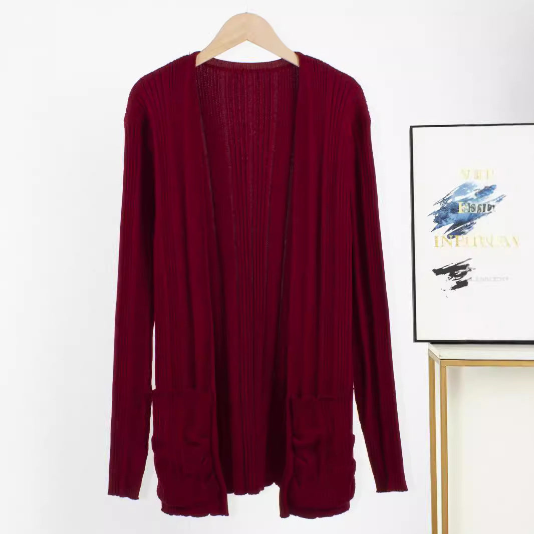 Damen Strickjacke mit raffinierten Rüschen und seitlichen Taschen Stalluxe
