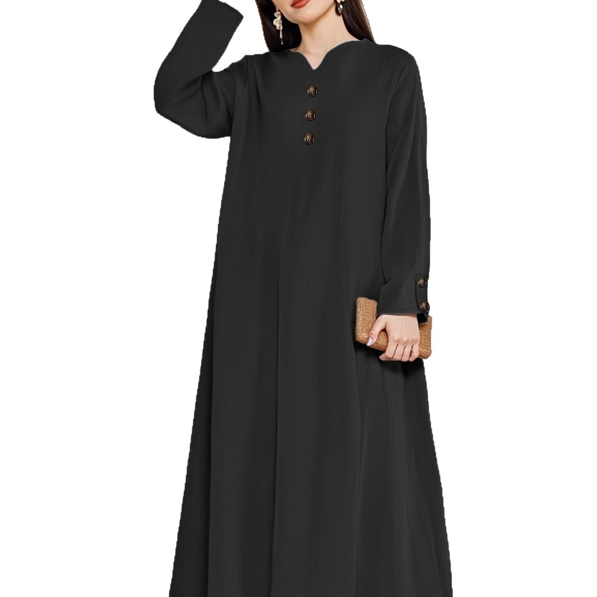 Damen Maxikleid mit eleganter Knopfleiste Stalluxe