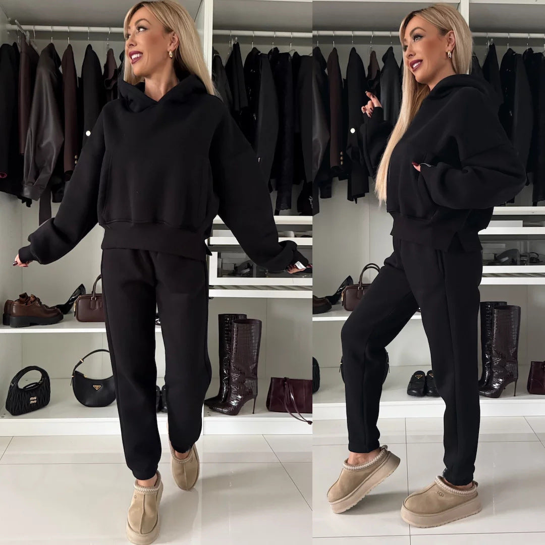 Damen lässiger Hoodie und Jogginghose Set mit elastischem Bund und geräumigen Taschen Stalluxe