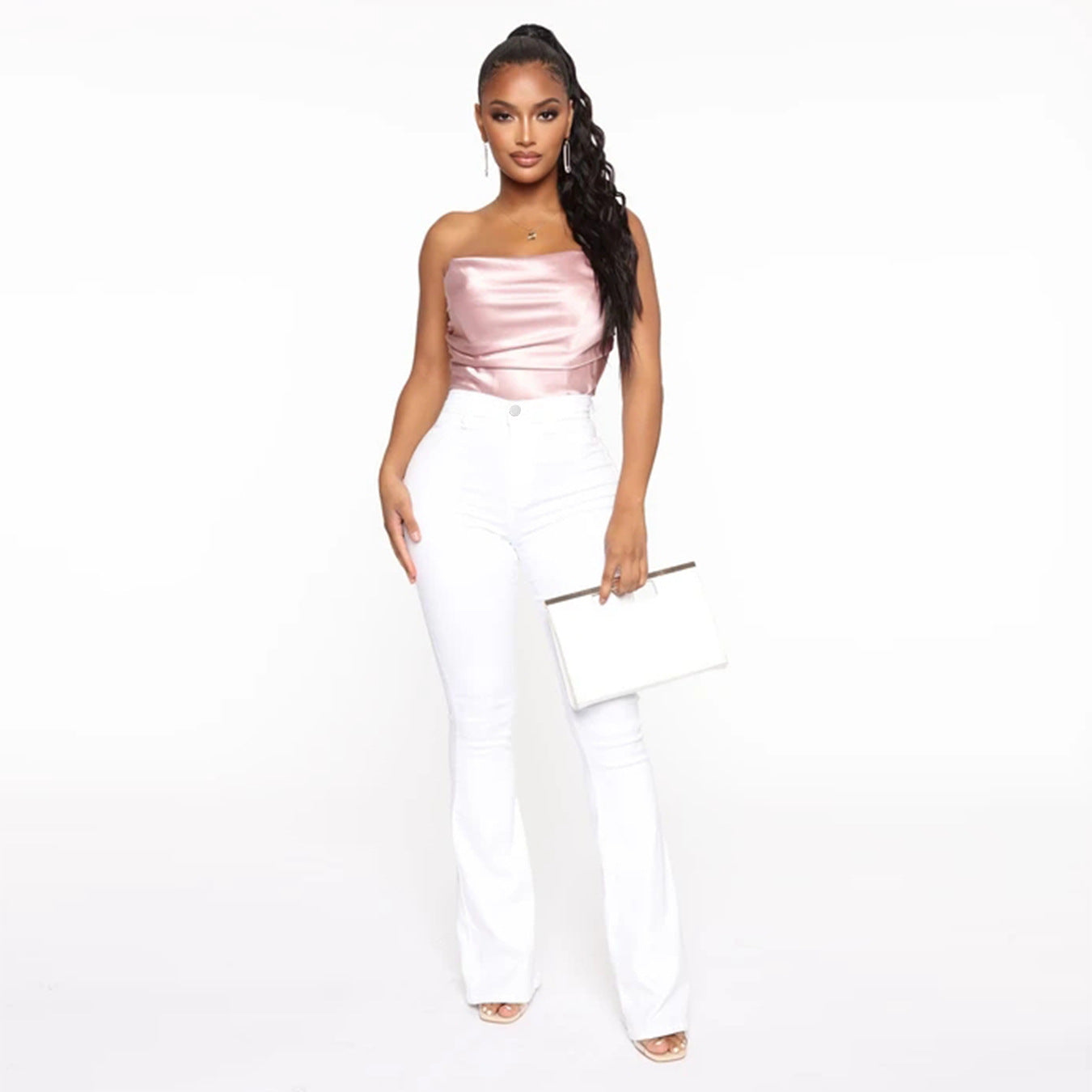 Damen Flared Jeans mit hohem Bund und figurformendem Schnitt Stalluxe 1758094934