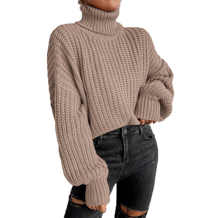 Damen Grobstrickpullover mit hohem Kragen und lässigem Schnitt Stalluxe