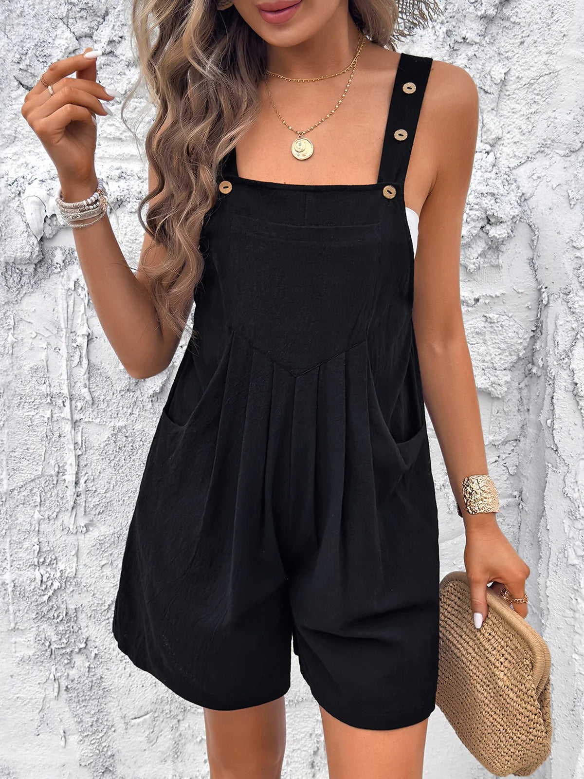 Damen Overall mit Taschen und Knopfdetails Stalluxe