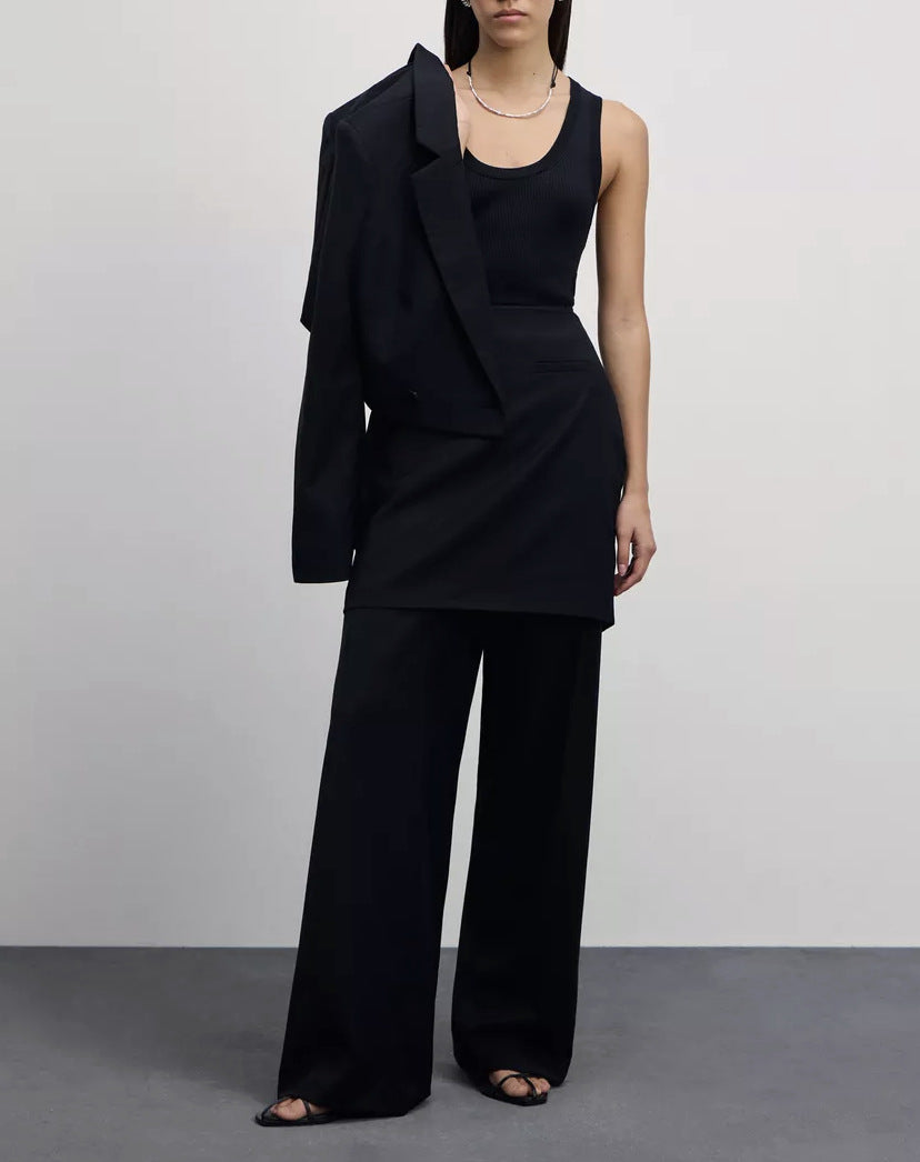 Damen modernes Blazer-Hosen-Set mit cropped Schnitt und weitem Bein Stalluxe